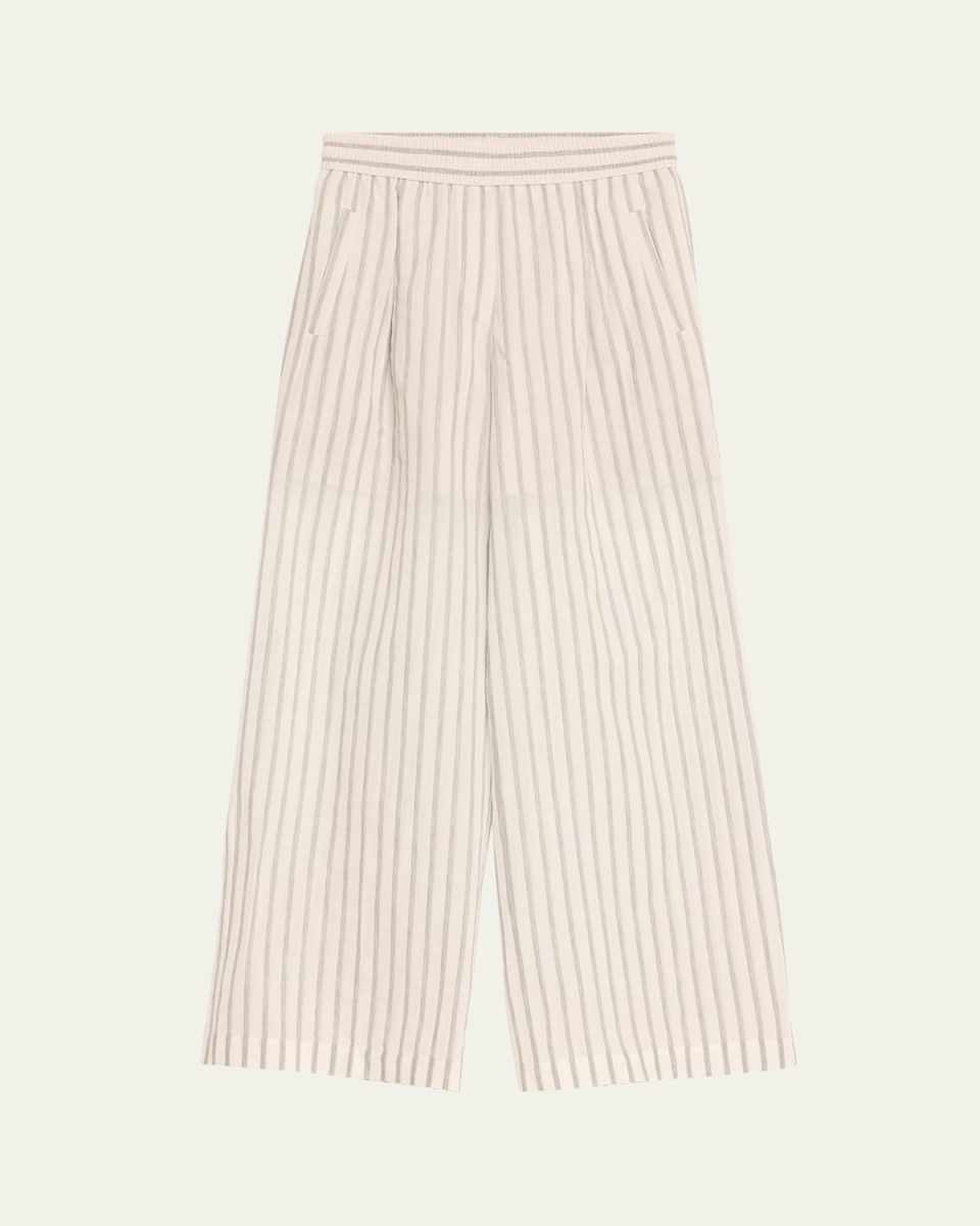 Tone On Tone Striped Wide-Leg Pants