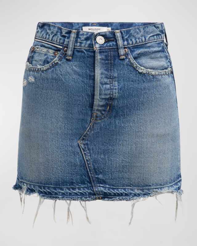 Lincoya Distressed Denim Mini Skirt
