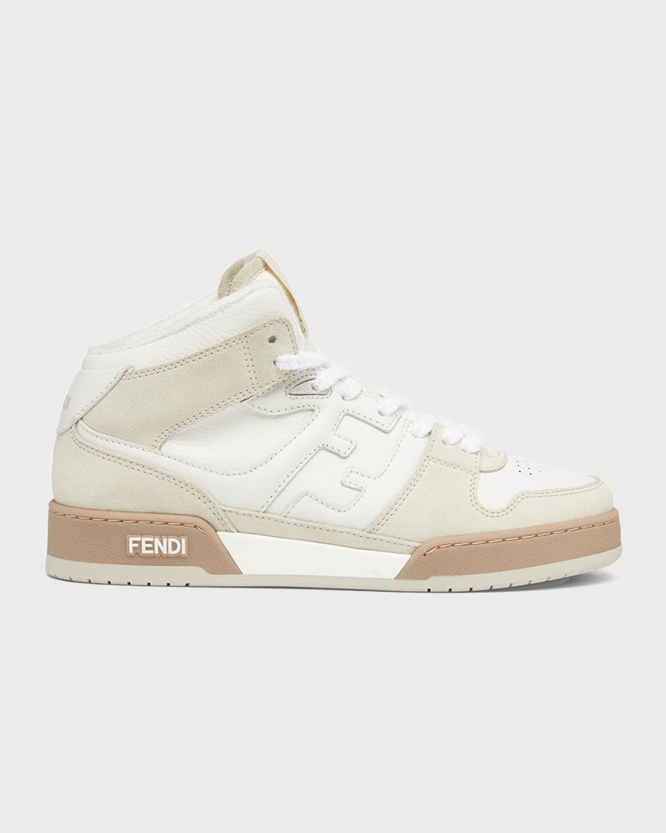 Match Mixed Leather Mid-Top Sneakers