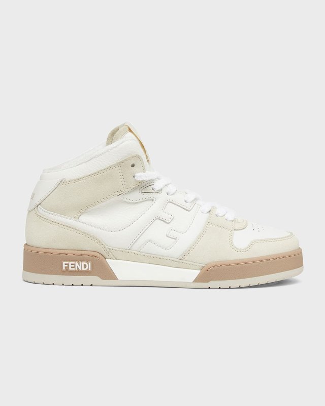 Match Mixed Leather Mid-Top Sneakers