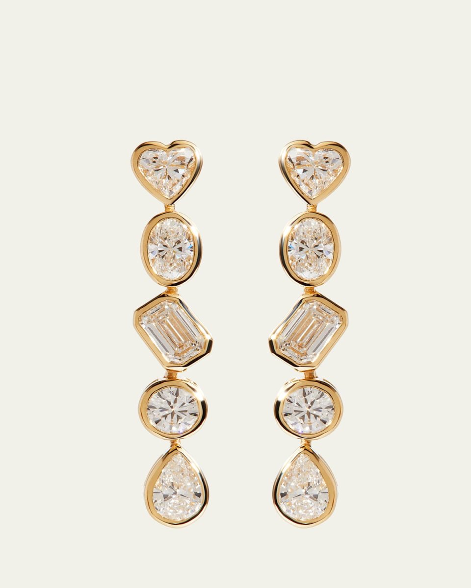 14K Yellow Gold Fancy Shape Lab Grown Diamond Dangle Earrings