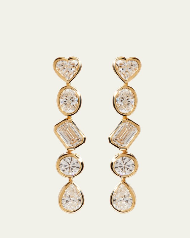 14K Yellow Gold Fancy Shape Lab Grown Diamond Dangle Earrings