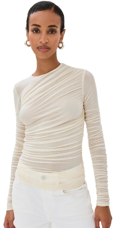 AGOLDE Tania Twist Tee Oat Milk