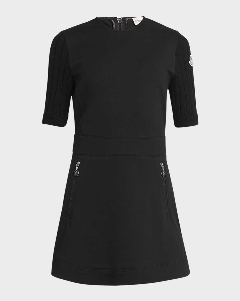 Ribbed Sleeve Jersey Mini Dress