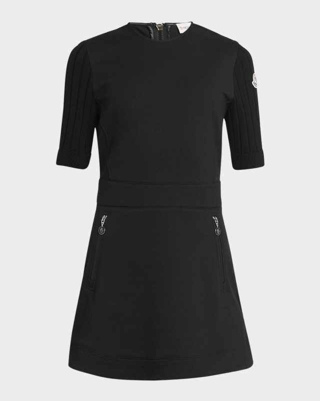 Ribbed Sleeve Jersey Mini Dress