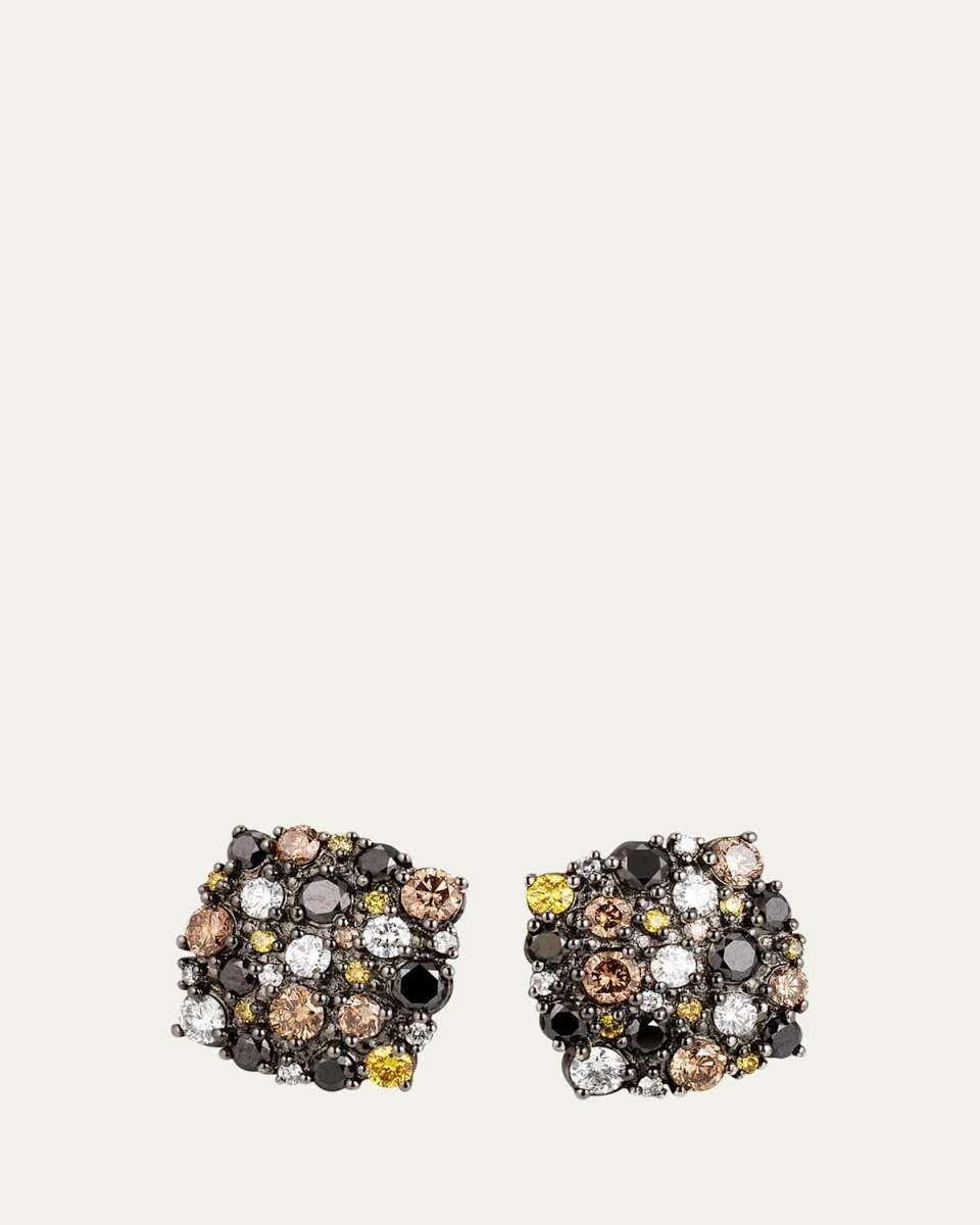 Black Gold Confetti Mixed-Diamond Stud Earrings