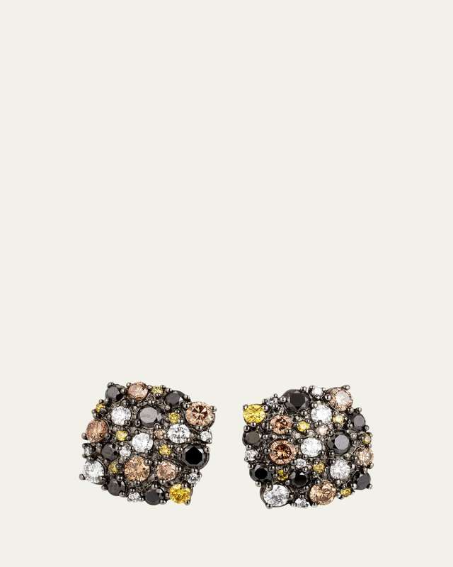 Black Gold Confetti Mixed-Diamond Stud Earrings