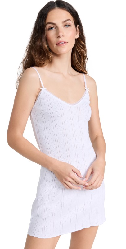 COUCOU The Cami Slip Dress: Pointelle White