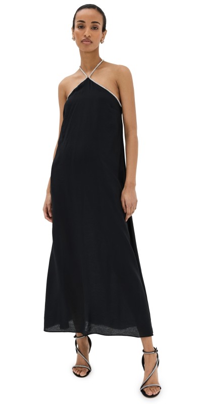 SIMKHAI Onyx Halter Neck Maxi Dress Black
