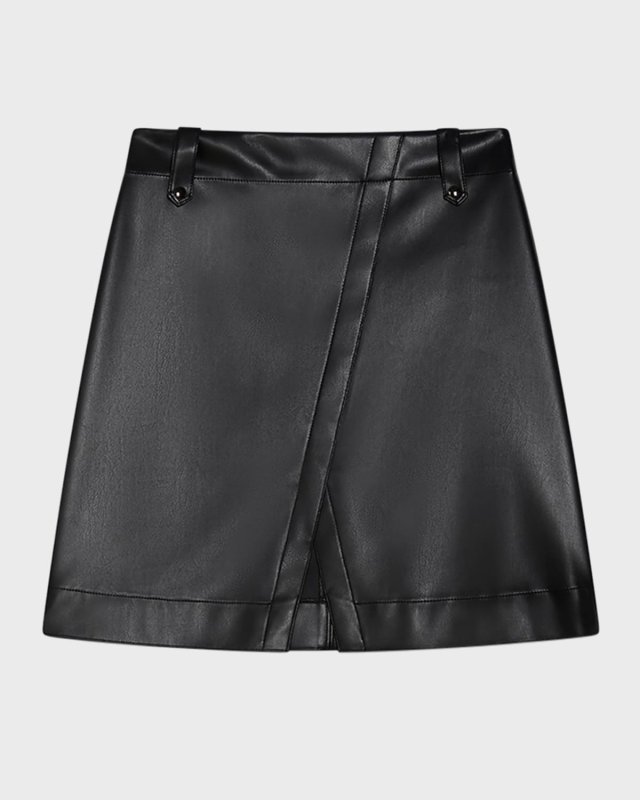 Aere Front-Slit Faux Leather Mini Skirt