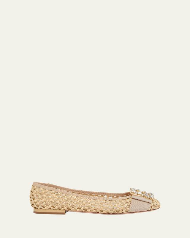 Gommettine Raffia Buckle Ballerina Flats