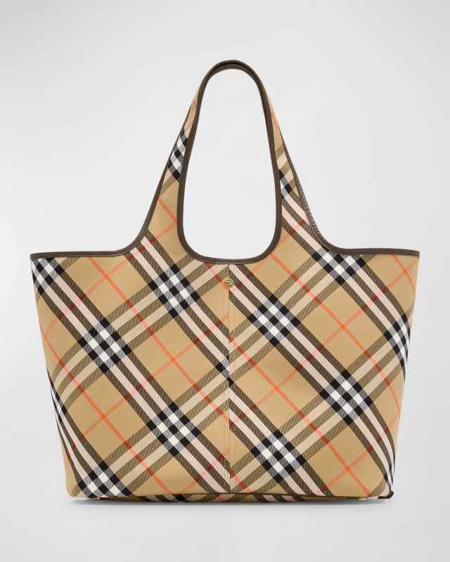 Medium East-West Check Tote Bag