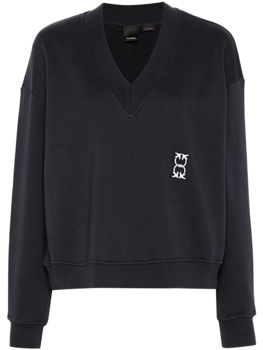 V-neck cotton sweatshirt