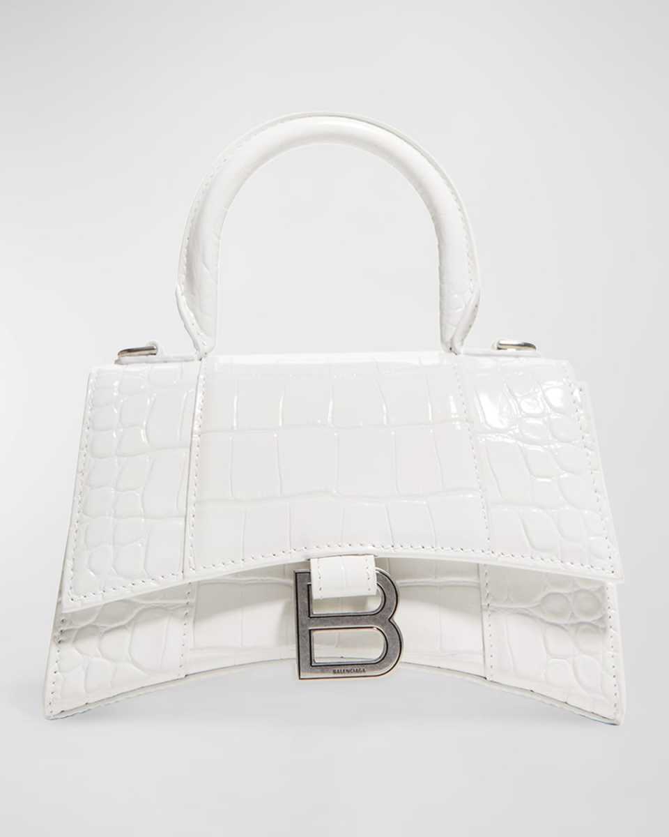 Hourglass XS Croc-Embossed Bag