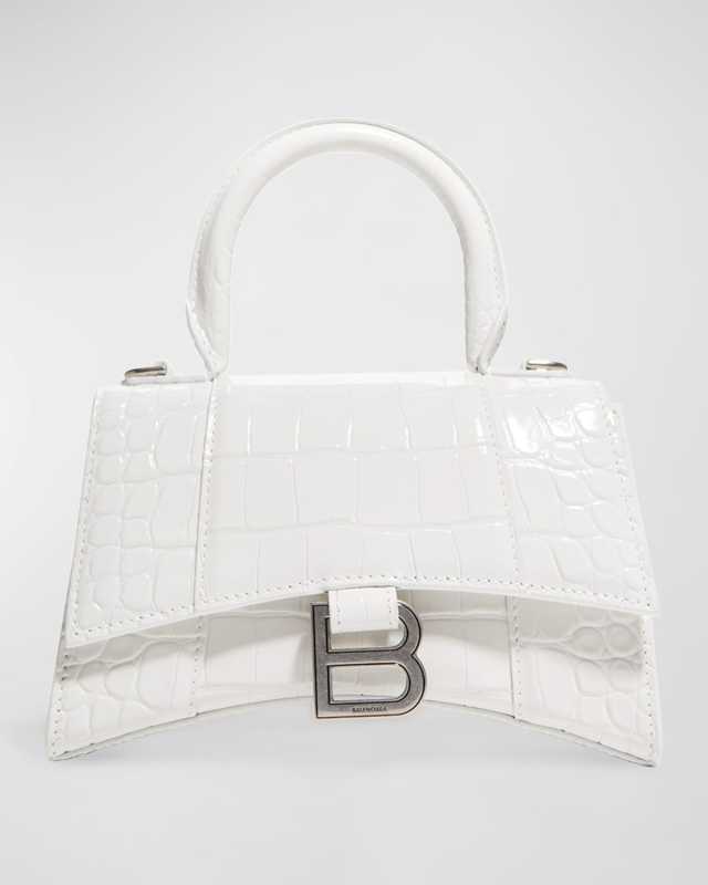 Hourglass XS Croc-Embossed Bag