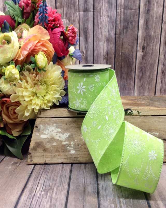 Wispy Daisies Linen Ribbon, 2.5"W x 10 Yards