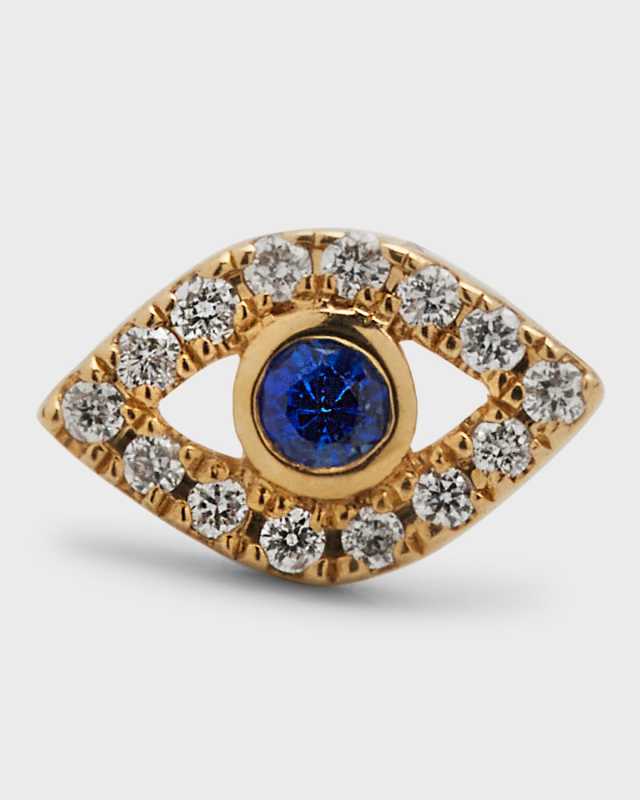 14k Diamond Mini Evil Eye Single Stud Earring