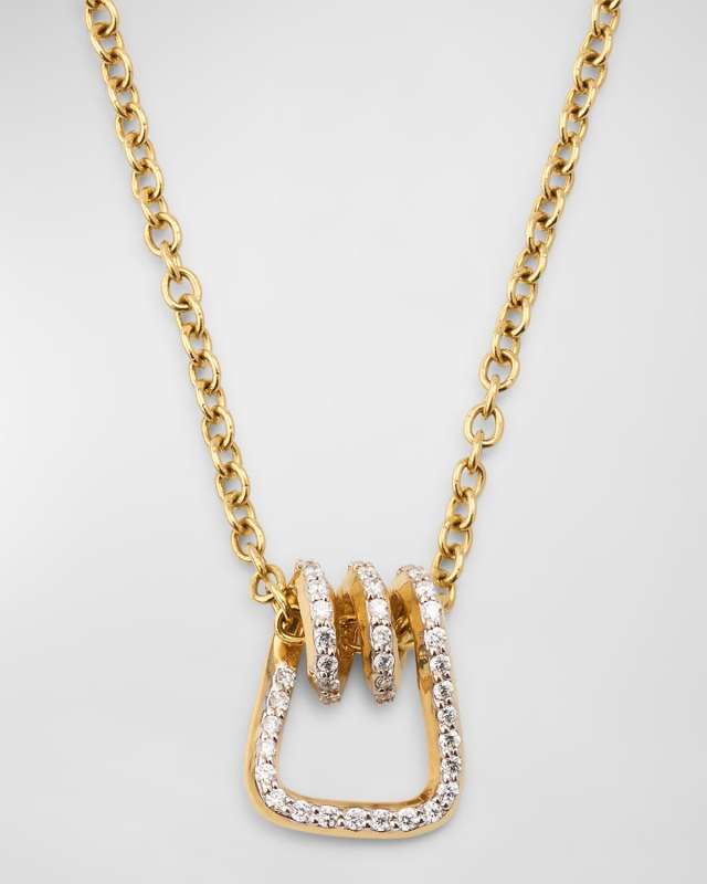 Huxley 18k Yellow Gold Diamond Coil Link Pendant Necklace