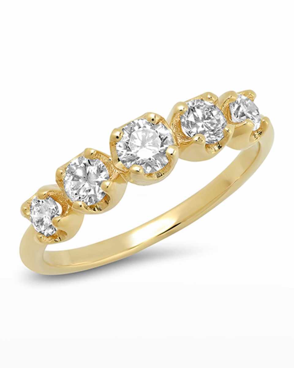 18k Gold Graduated Diamond Ring, Size 6.5