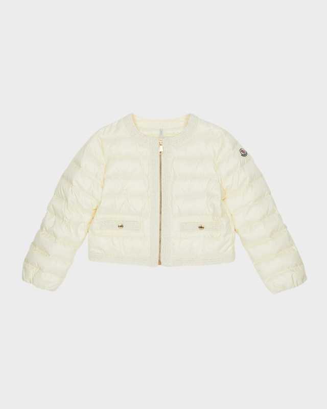 Girl's Dafina Tweed-Trim Puffer Jacket, Size 8-14