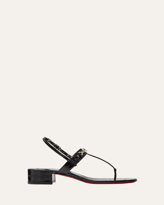 Leather Chain Red Sole Slingback Sandals