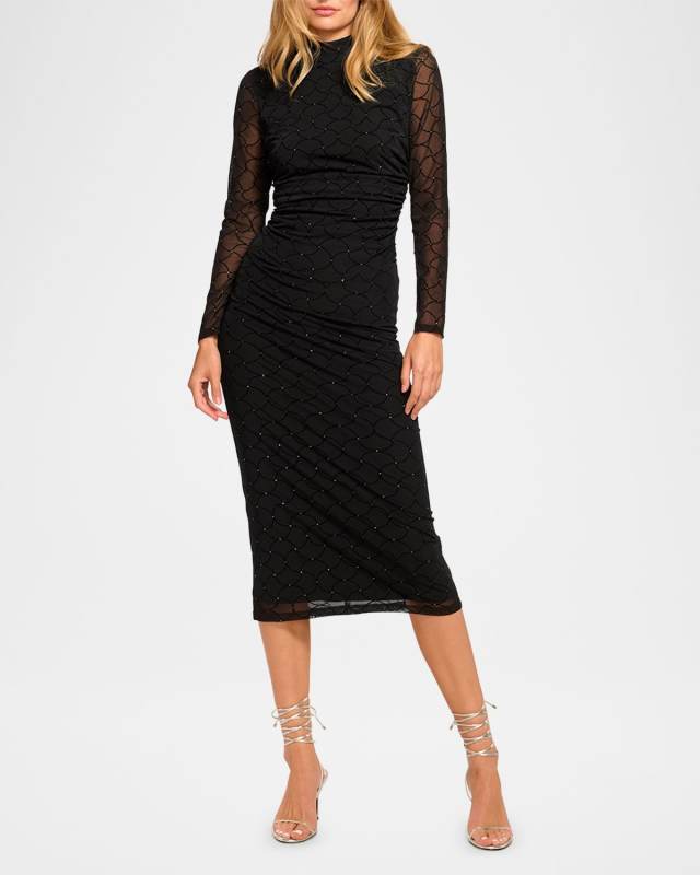Aurelia Embellished Mock-Neck Dress