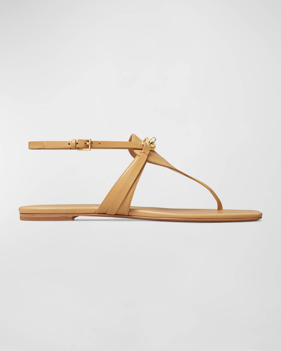 Jessa Leather Bit Chain Thong Sandals