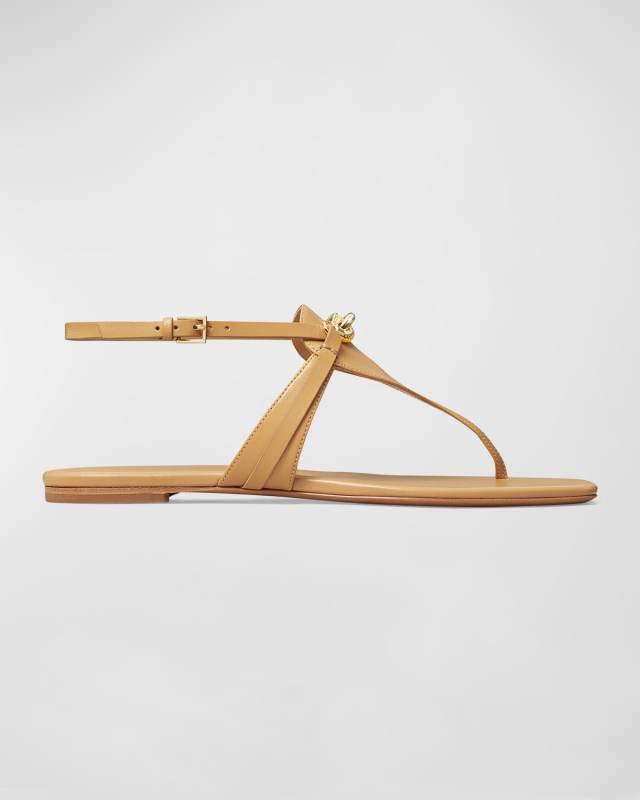 Jessa Leather Bit Chain Thong Sandals