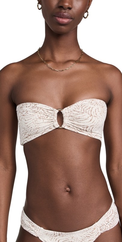 ANINE BING Viv Bikini Top Sand Seashell Print