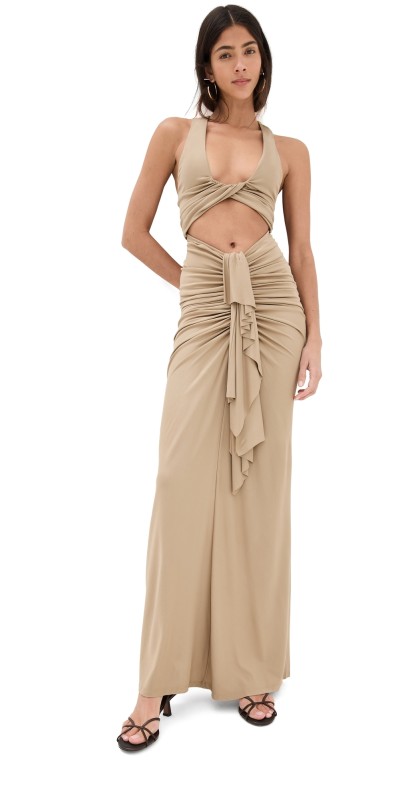 Christopher Esber Vivenda Drape Front Dress Incense