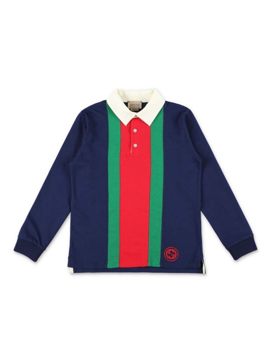 Web-stripe cotton polo shirt