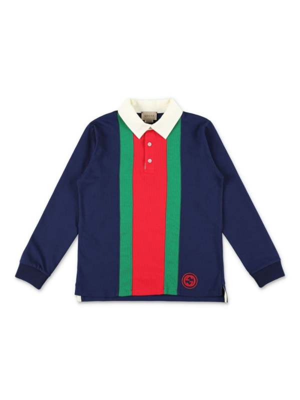 Web-stripe cotton polo shirt
