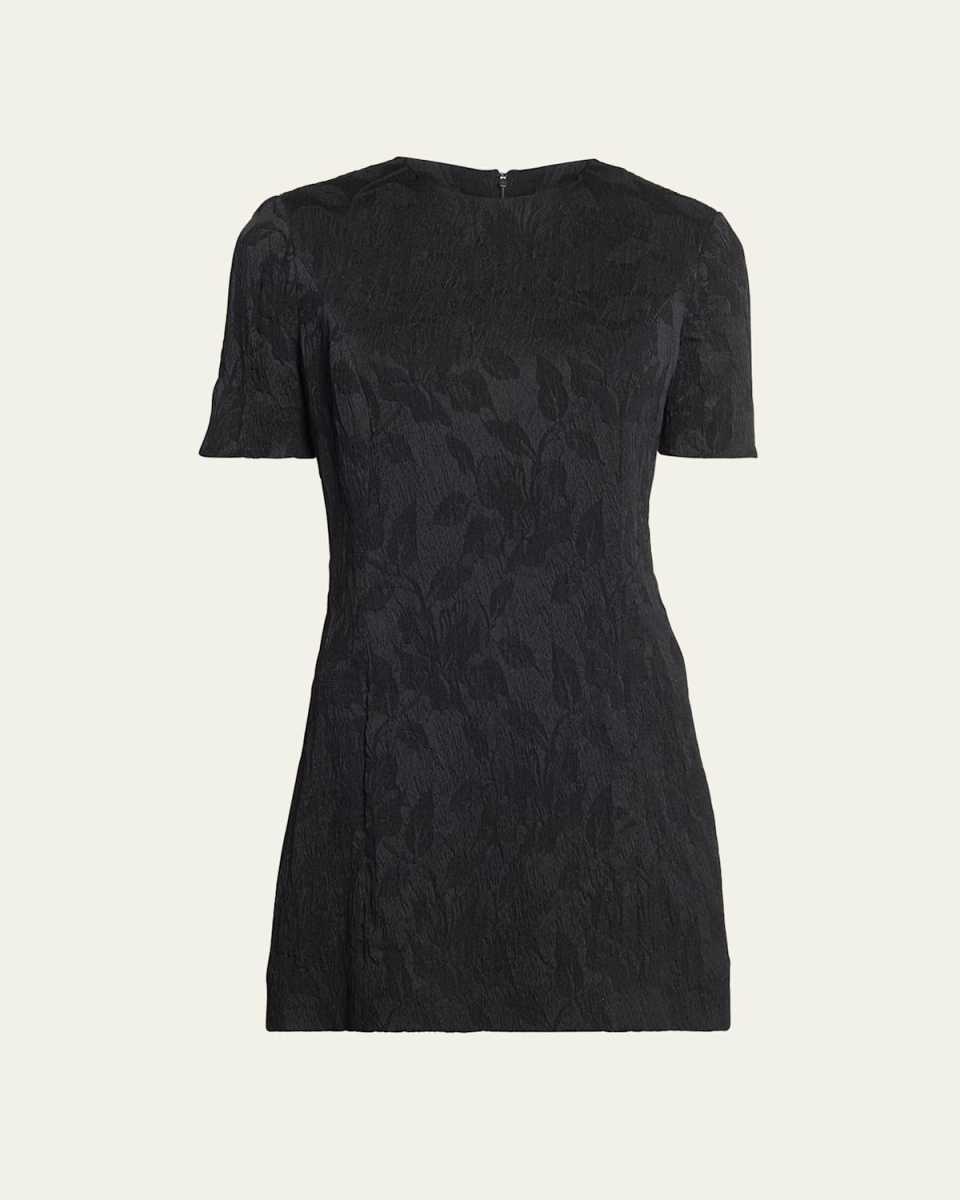 Tonal Floral Jacquard Mini Dress