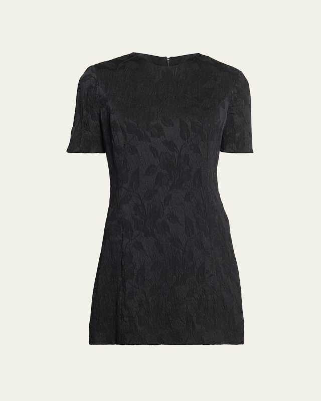 Tonal Floral Jacquard Mini Dress