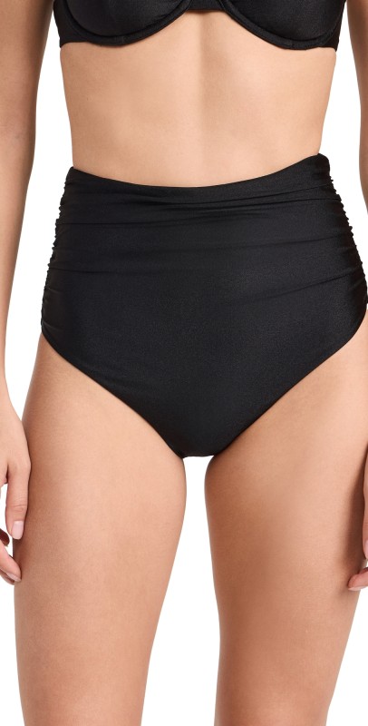 SIMKHAI Lilly Ruched Bikini Bottoms Black