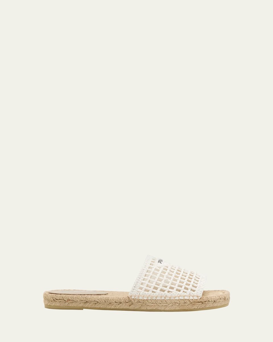 Woven Logo Flat Slide Espadrilles