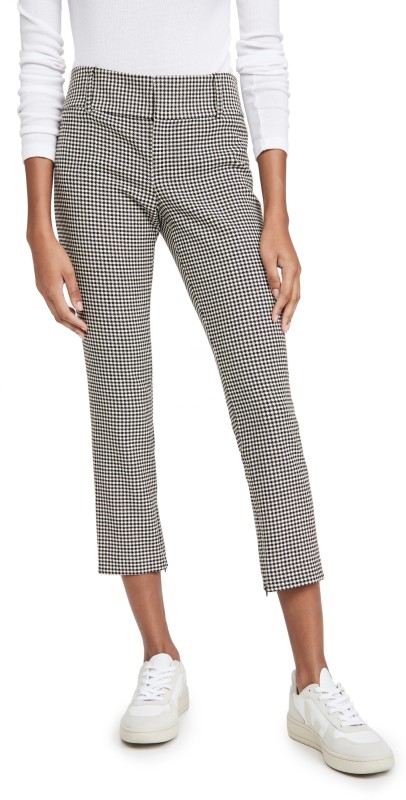 alice + olivia Stacey Slim Ankle Pants Black/White