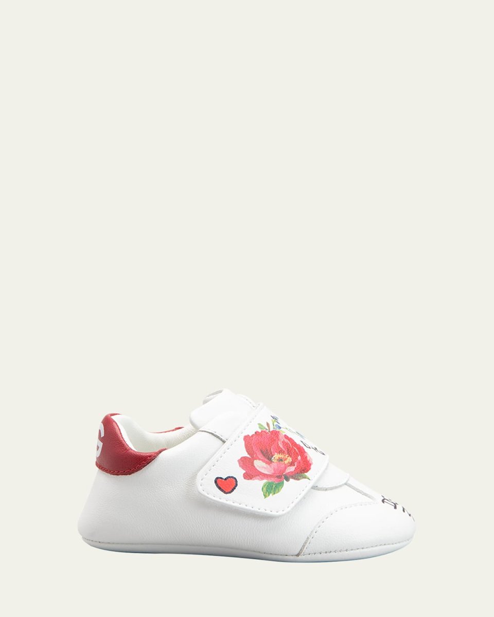Girl's Prewalker Logo Rose-Print Sneakers, Newborn-9
