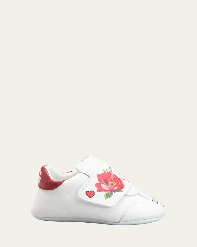 Girl's Prewalker Logo Rose-Print Sneakers, Newborn-9