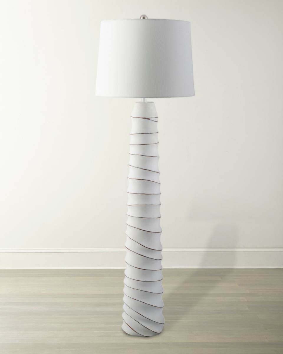 Obelisco 59" Hand-Painted Resin Floor Lamp with Linen Shade