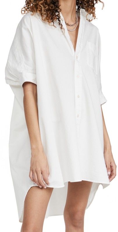 R13 Oversized Boxy Button Up Dress White