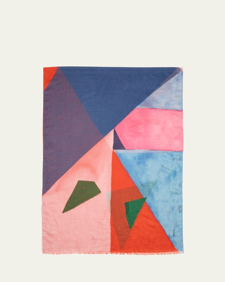 Spectra Print Cashmere-Silk Scarf, 26" x 79"