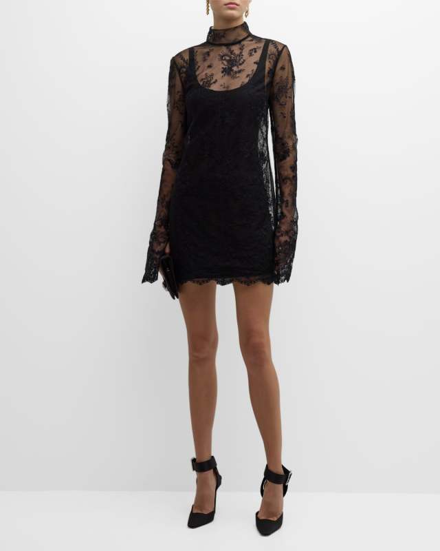 Floral Embroidered Lace Mini Dress