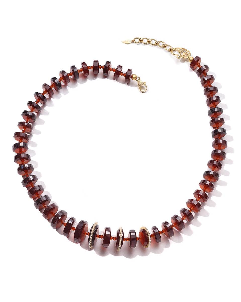 Affinity 20K Garnet Necklace w/ Diamonds