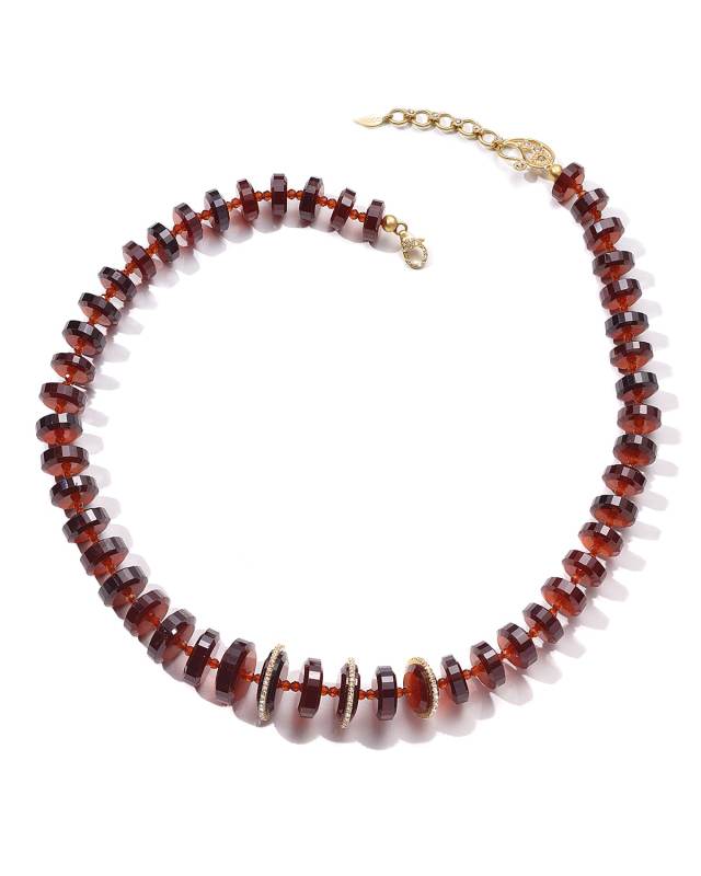 Affinity 20K Garnet Necklace w/ Diamonds