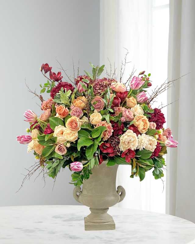 Cafe Au Lait Faux Floral Arrangement in Urn
