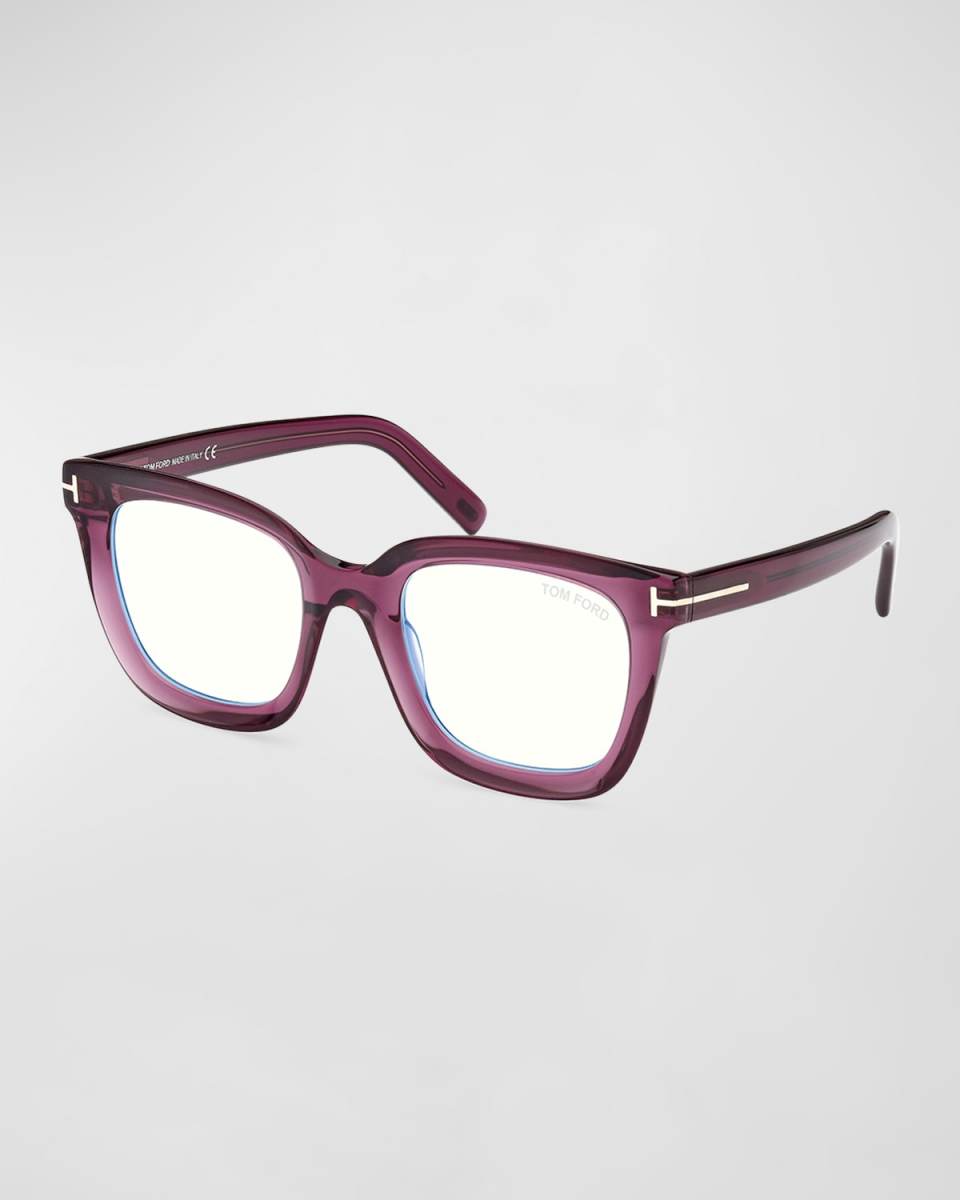 Violet Blue Blocking Square Acetate Glasses