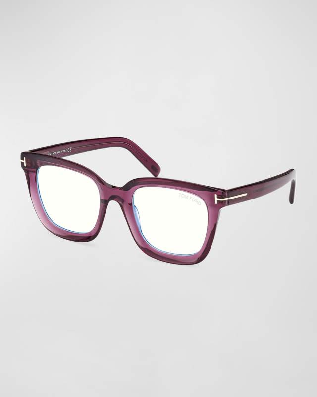 Violet Blue Blocking Square Acetate Glasses