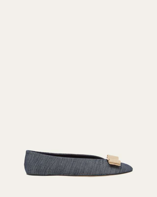 Vanna Denim Bow Ballerina Flats