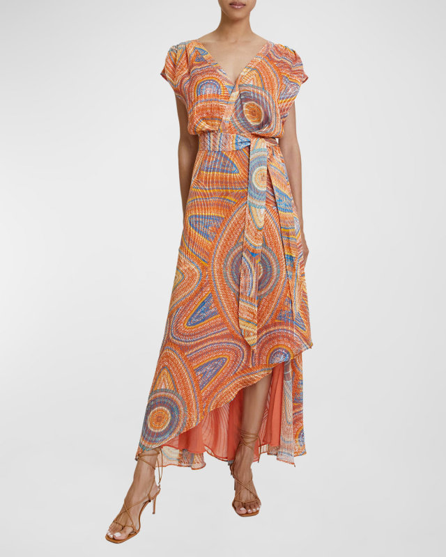 Fallon Abstract-Print Faux-Wrap Maxi Dress